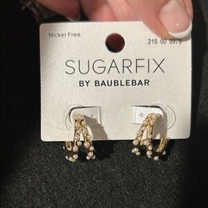 Sugar fix NWT Baublebar Gold and Pearl Hoop Earrings